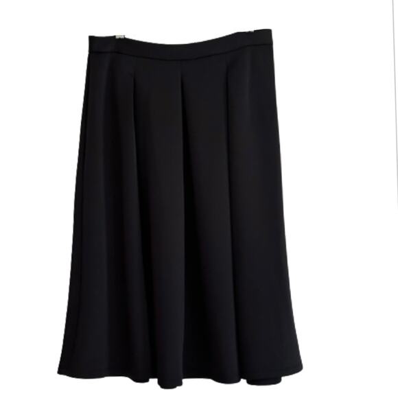 Chelsea & Theodore Skirt Black Inverted Pleat Scuba Midi Skirt Size 10 - Picture 3 of 11